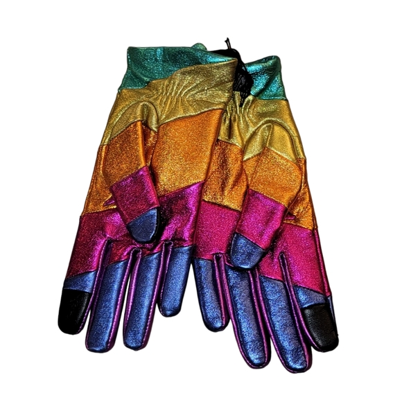 Kurt Geiger London Pieced Rainbow Leather Glove - Picture 4 of 8